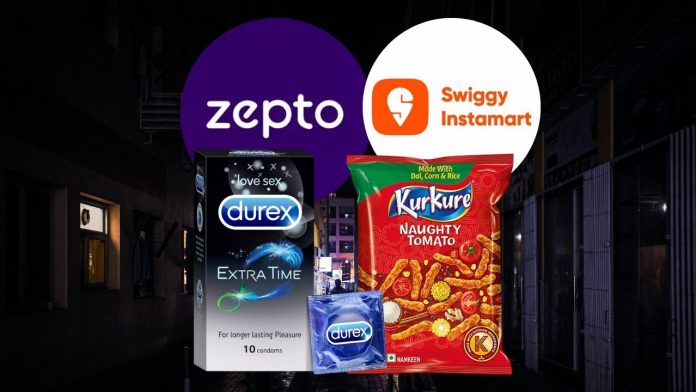 Zepto and Instamart: Condoms and Kurkure Dominate Late-Night Orders in 2024 Image of zepto and swiggy