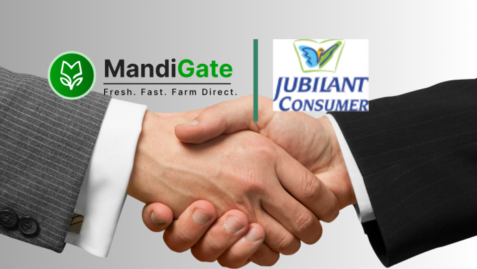 Image of mandi gate and jubilant consumer.