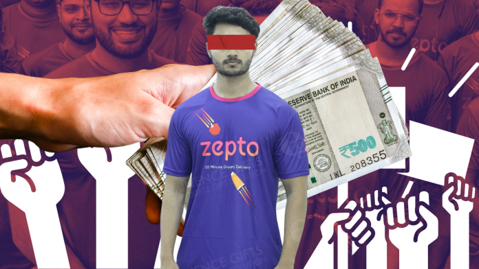 Zepto Delivery Workers in Hyderabad Strike Over Pay Cuts: TGPWU Says Rates Slashed from ₹35 to ₹10 per Order Image-of-zepto