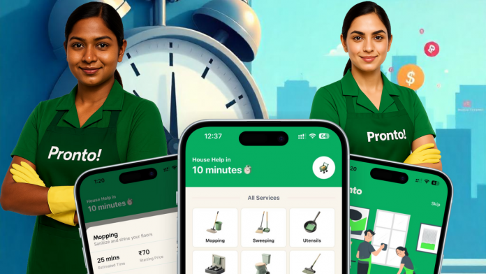Gurgaon Startup Pronto Raises ₹104 Crore to Deliver House Help in Just 10 Minutes — Backed by Bain Capital, General Catalyst, and Glade Brook Image of pronto