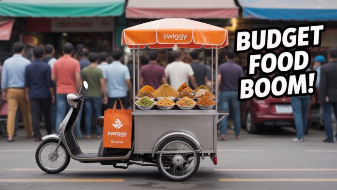 Swiggy Targets Gen Z and Budget Eaters with Bold ₹99 Store Rollout, Promises Daily Meal Value in 175+ Indian Cities Swiggy Fires Back at Rapido Entry with Strategic ₹99 Store Launch, Blending Value Pricing with Eco-Friendly Delivery Messaging Image of Swiggy