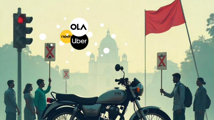 Karnataka’s Bike Taxi Crackdown Backfires as Riders Protest in 5 Cities — BTWA Highlights Plight of Students, Migrants, Mothers Image of bike rider